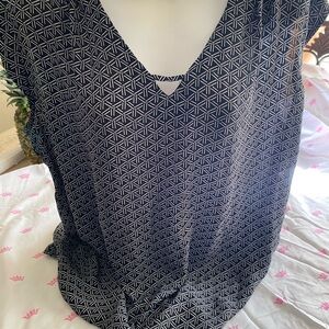 Banana Republic Black and White Geometric Blouse